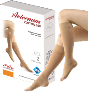Podkolanówki uciskowe z bawełną Aries Avicenum PHLEBO 360 COTTON II klasa